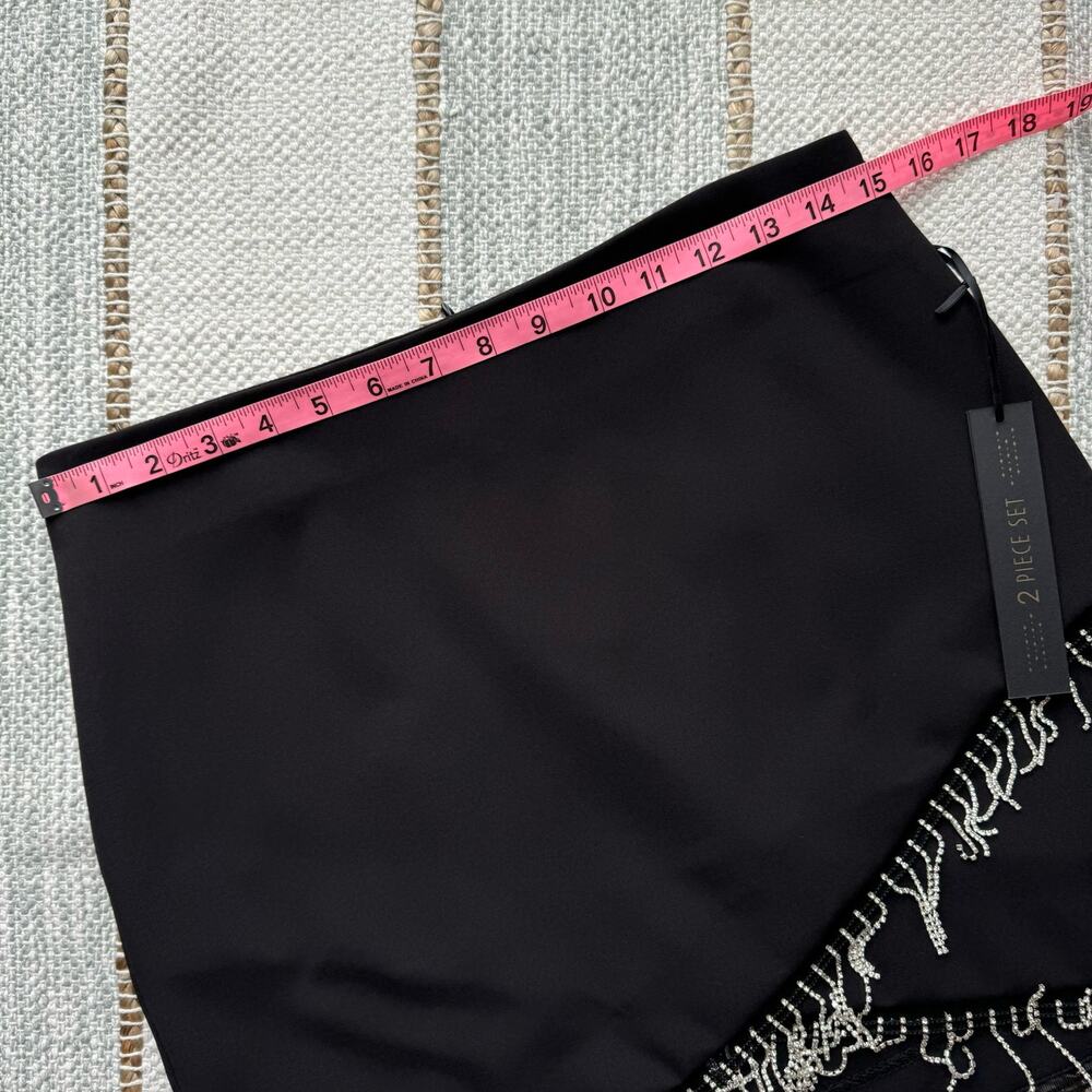 House of Harlow 1960 Black Rhinestone Fringe Blazer Mini Skirt Set Women’s Small - Picture 12 of 15